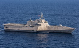 The Independence-variant littoral combat ship USS Canberra (LCS 30) sails underway for routine training in the U.S. 3rd Fleet operating area, June 2.