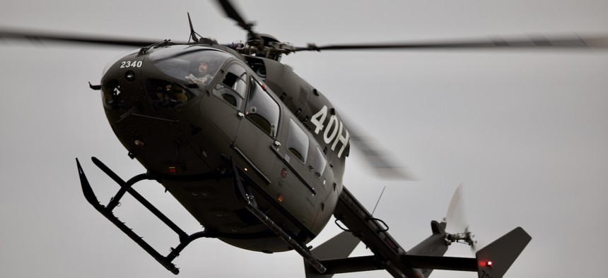 A UH-72 Lakota Helicopter over Fort Rucker, Ala,. November 8, 2019.