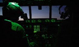 U.S. Air Force pilots prepare for take off in a C-130J in the U.S. Central Command area of responsibility during Operation Epic Fury, March 10, 2026.