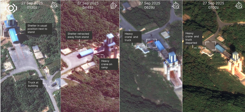 An North Korean rocket engine test facility.