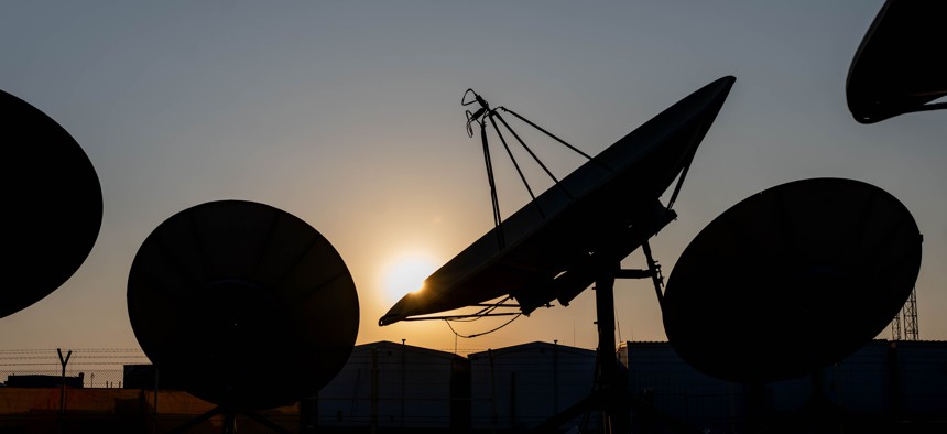 A 2024 photo shows U.S. Space Force antennas in the U.S. Central Command area of responsibility.