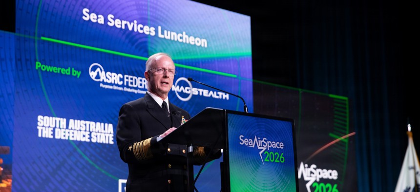 Chief of Naval Operations Adm. Daryl Caudle speaks at Sea-Air-Space 2026, April 20, 2026. 