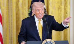  U.S. President Donald Trump speaks during a military mothers celebration in the East Room of the White House on May 6, 2026 in Washington, DC. Trump signed his new national counterterrorism strategy earlier in the day.