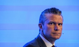 Defense Secretary Pete Hegseth looks on during the 23rd IISS Shangri-La Dialogue at the Shangri-La Hotel on May 30, 2026, in Singapore.