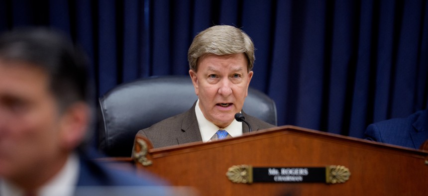 Chairman Rep. Mike Rogers (R-AL) speaks as U.S. Army Secretary Dan Driscoll and Army Vice Chief of Staff Gen. Christopher LaNeve appear at a House Armed Services Committee hearing on Capitol Hill on May 15, 2026.