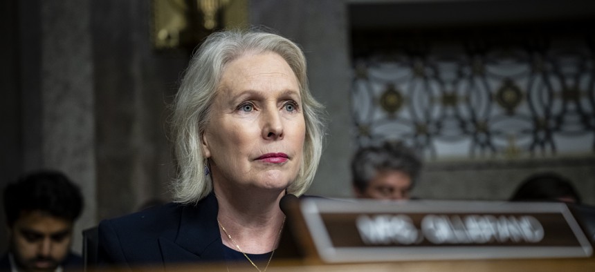 Sen. Kirsten Gillibrand (D-NY) during a Senate Armed Services Committee hearing on April 30, 2026 in the Dirksen Senate Office Building in Washington, D.C.