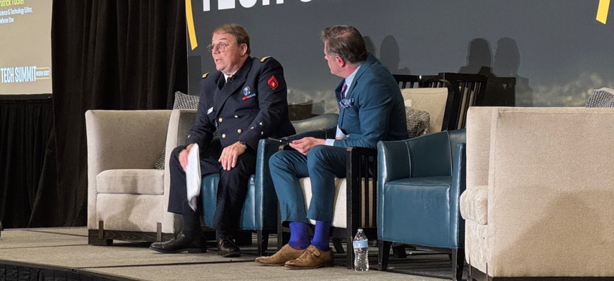 Maj. Gen. Dominique Luzeaux, NATO’s digital transformation champion and special advisor to the Supreme Allied Commander Transformation, speaks at the Defense One Tech Summit in Arlington, Va., on June 16, 2026.