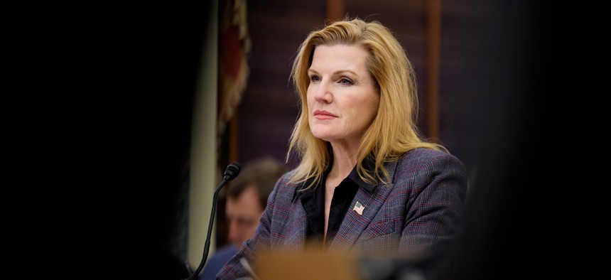 DOD CIO Kirsten Davies appears at a Senate Committee on Armed Services subcommittee hearing on cybersecurity on Capitol Hill on March 24, 2026, in Washington, D.C. 