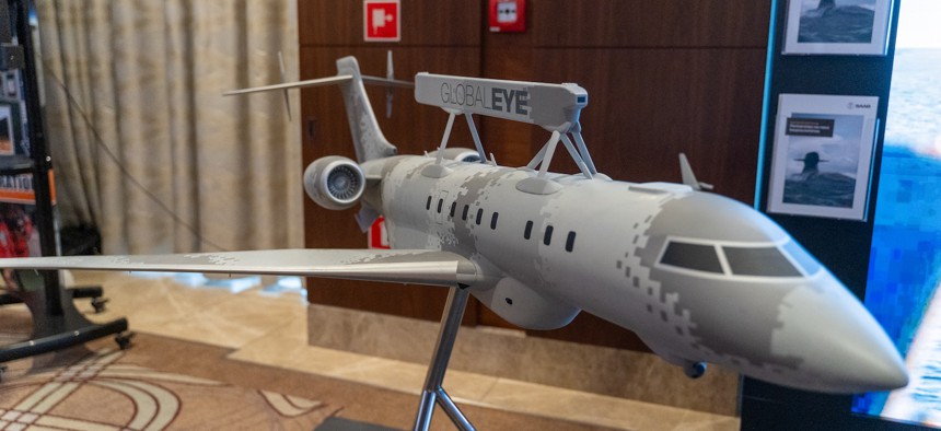 The SAAB GlobalEye on display in 2025 at the Warsaw Security Forum.
