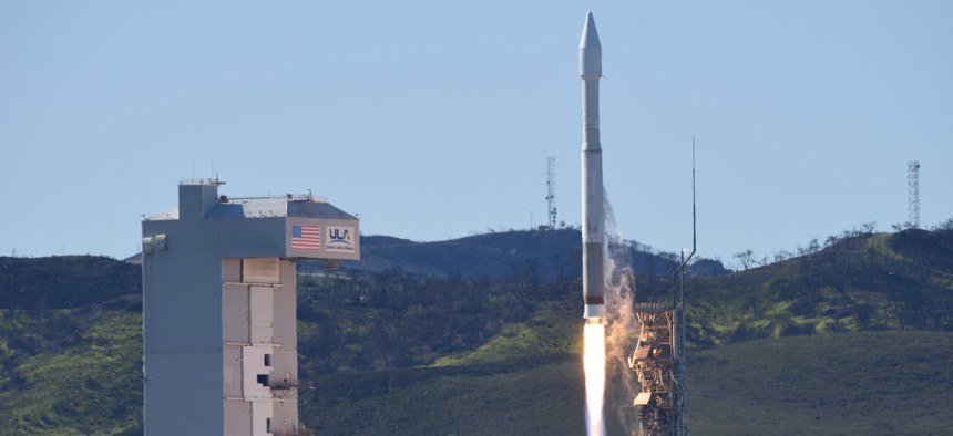 A National Reconnaissance Office payload on a United Launch Alliance Atlas V rocket launches March 1, 2017, at Vandenberg Air Force Base, Calif.