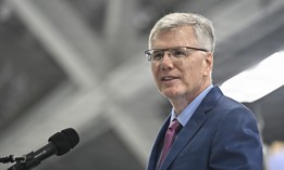 Secretary of the Air Force Troy Meink speaks during the change of responsibility ceremony for Chief of Space Operations Gen. Douglas Schiess on Joint Base Andrews, Md., Sept. 3, 2026.