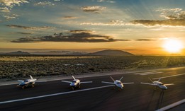 A photograph of several FQ-42 aircraft sitting on a runway. Image courtesy of GA-ASI. 