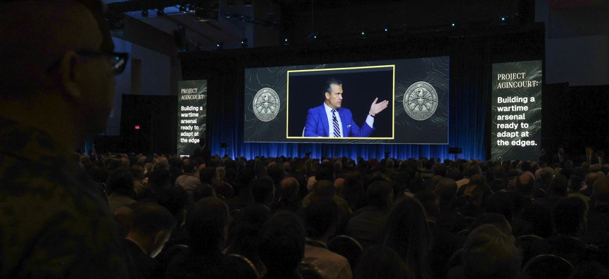 Defense Secretary Pete Hegseth speaks during the U.S. Army's 2026 annual meeting in Washington, D.C., on October 14, 2026.