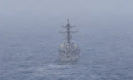 The Arleigh Burke-class guided-missile destroyer John Finn (DDG 113) sails in the Arabian Sea on June 16, 2026. 