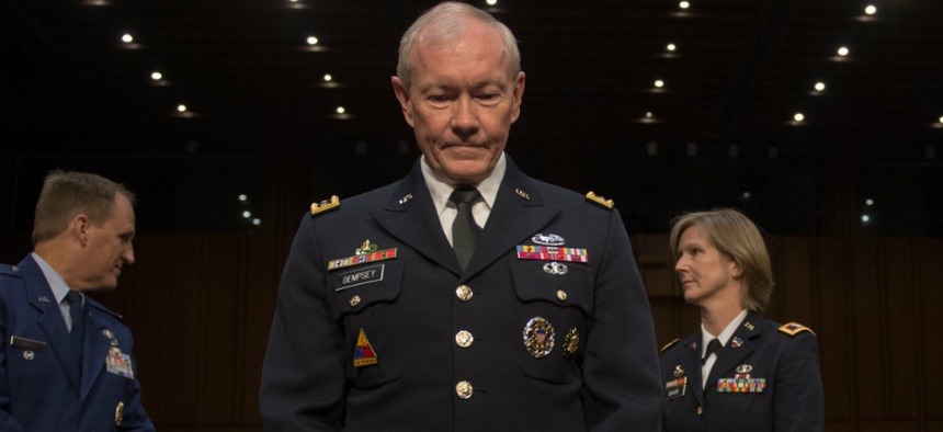 Chairman of the Joint Chiefs of Staff Gen. Martin E. Dempsey at his confirmation hearing before Senate Armed Services Committee in Washington D.C., Thursday, 18, July 2013
