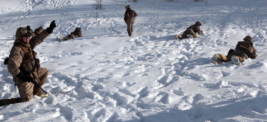 Marines participating in the 2012 Cold Response military exercise