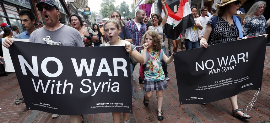Protests in Boston against a limited U.S. strike in Syria