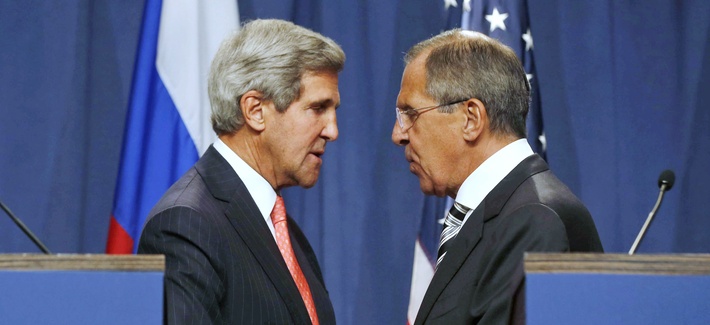 Secretary of State John Kerry and Russia's Foreign Minister Sergei Lavrov after coming to an agreement on a chemical weapons deal for Syria Secretary of State John Kerry and Russia's Foreign Minister Sergei Lavrov after coming to an agreement on a chemical weapons deal for Syria