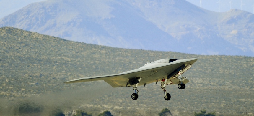 The United Nations has objected to autonomous drones like the Navy's X-47B, seen here successfully completing its historic first flight at Edwards Air Force Base, Calif., in 2011.