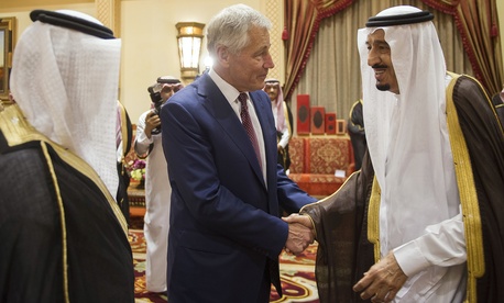 U.S. Secretary of Defense Chuck Hagel shakes hands with Saudi Crown Prince, Deputy Premier and Minister of Defense Salman bin Abdulaziz at his residence in Riyadh, on April 23, 2013. U.S. Secretary of Defense Chuck Hagel shakes hands with Saudi Crown Prince, Deputy Premier and Minister of Defense Salman bin Abdulaziz at his residence in Riyadh, on April 23, 2013.