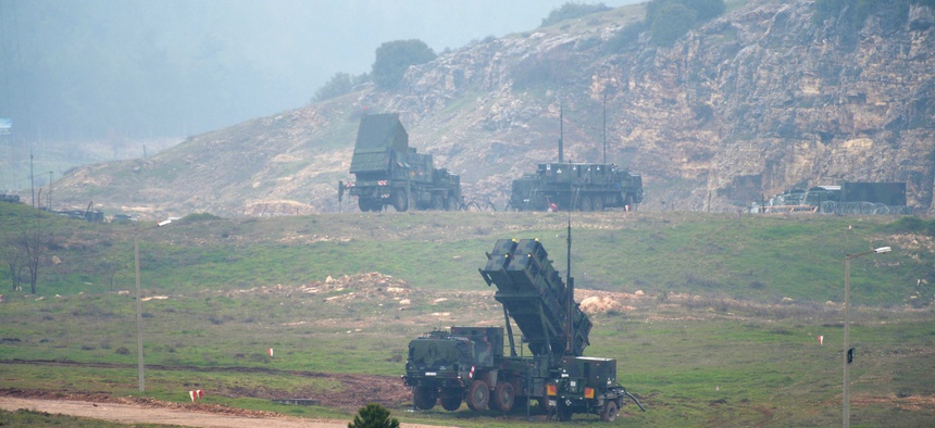 A battery of Patriot surface-to-air missiles stationed in Turkey