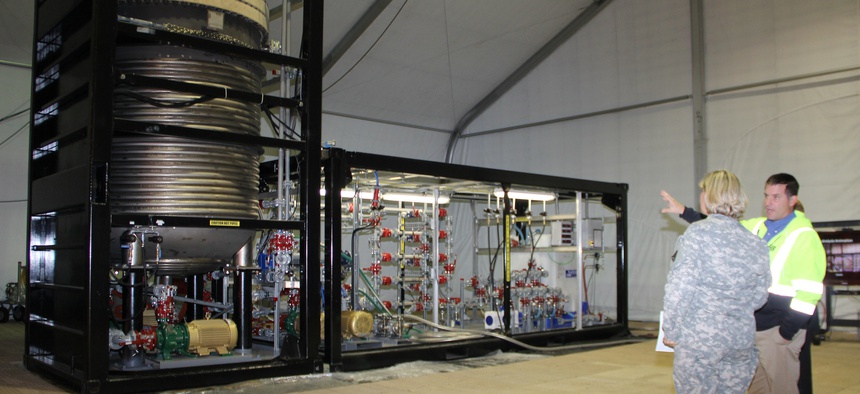 An example of the Field Deployable Hydrolysis System being displayed at the Edgewood Chemical Biological Center