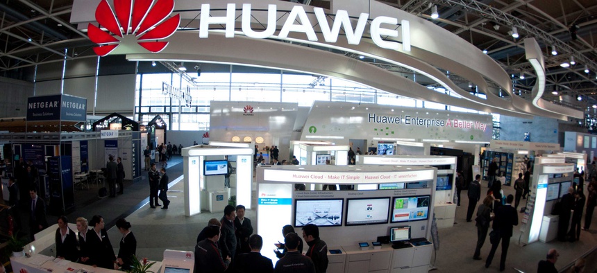 A Huawei booth at a telecommunications trade show in Hanover, Germany. Huawei, a Chinese company, recently came under congressional scrutiny after attempting a bid to enter the U.S. telecommunications market