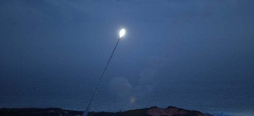 A test launch of the Standard Missile-3 from the USS Lake Erie