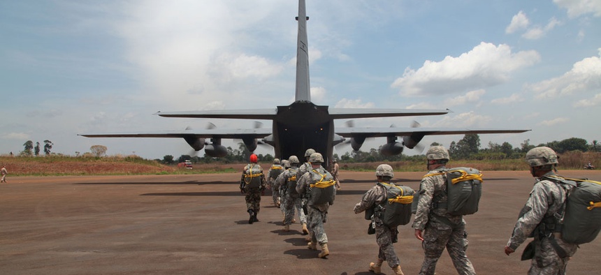 Army soldiers from the 173rd Airborne supporting the joint training exercise Central Accord in Cameroon in March 2014.