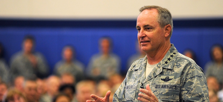 Air Force Chief of Staff Gen. Mark Welsh speaks at Schriever Air Force Base in Colorado Springs last July.