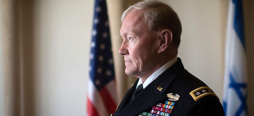 Joint Chiefs Chairman Gen. Martin Dempsey waits to meet with the leadership of the Israeli Defense forces in Jerusalem on March 30, 2014.