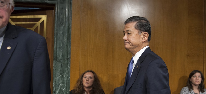 Veterans Affairs Secretary Eric Shinseki leaves a congressional hearing on May 15, 2014.