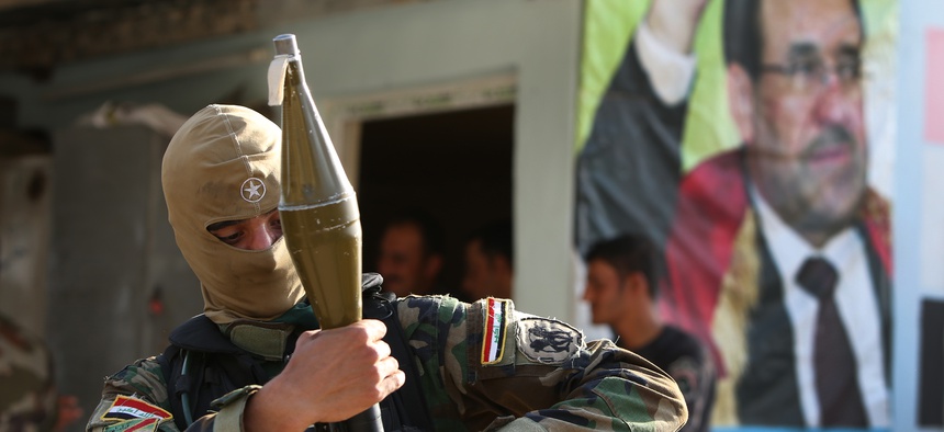 An Iraqi Shiite Turkmen gunman in the village of Taza Khormato, in the oil rich province of Kirkuk, Iraq, on June 20, 2014.