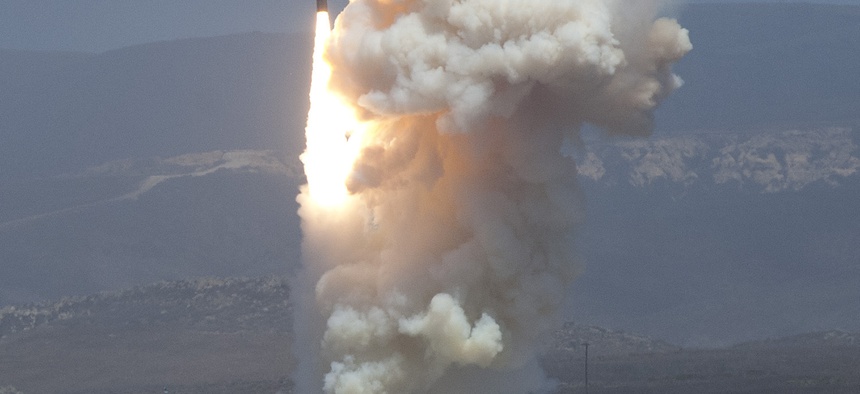 A Ground Base Interceptor launches from Vandenberg Air Force Base, Calif., on June 22, 2014.