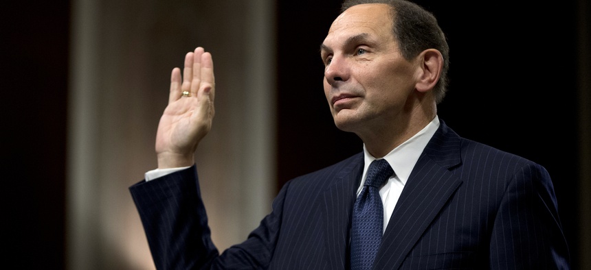 Robert McDonald, the Obama administration's nominee for Veterans Affairs Secretary, is sworn in prior to his nomination hearing on July 22, 2014.