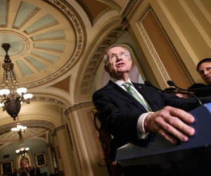 Senate Majority Leader Harry Reid speaks to reporters on Capitol Hill during a press conference on the situation at the VA, on June 24, 2014. Senate Majority Leader Harry Reid speaks to reporters on Capitol Hill during a press conference on the situation at the VA, on June 24, 2014.