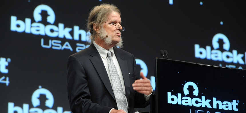 Dan Geer, In-Q-Tel's chief information security officer, delivers the keynote at Black Hat 2014, on August 6, 2014.