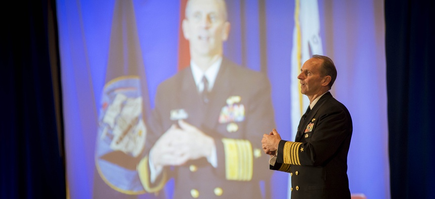 Chief of Naval Operations Adm. Jonathan Greenert speaks to the American Society of Naval Engineers about warfighting technology, on February 21, 2013.