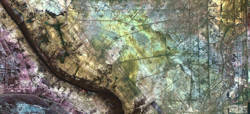 Undated file photo of the city of Al-Basra, Iraq - which borders Iran, a former wetland has been drained and walled off. Now littered with minefields and gun emplacements, it is a staging area for military exercises.
