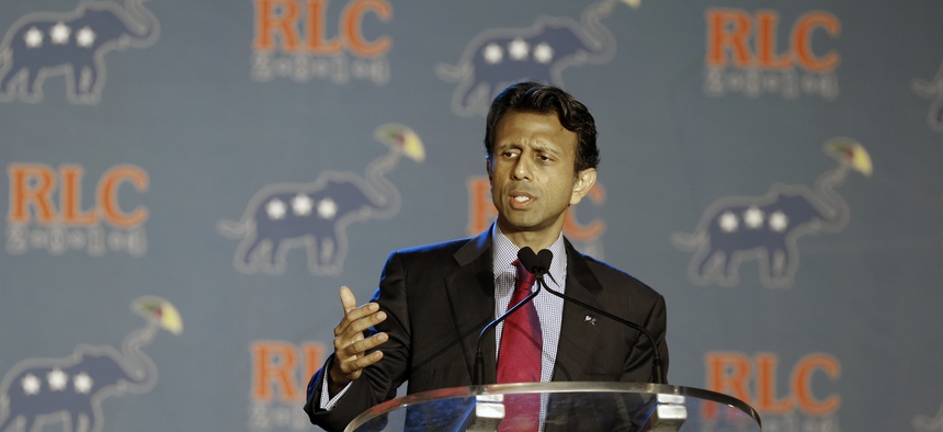 Louisiana Republican Gov. Bobby Jindal addresses the Republican Leadership Conference in New Orleans, La., Thursday, May 29, 2014.