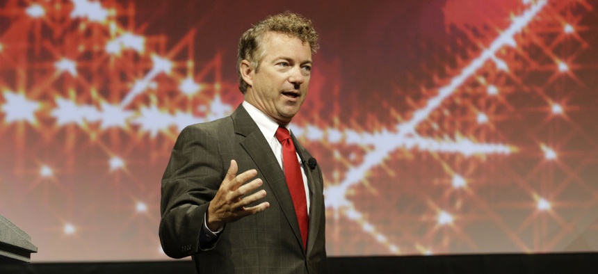 Sen. Rand Paul, R-Ky., speaks to conservatives at the American for Prosperity rally, on August 29, 2014.