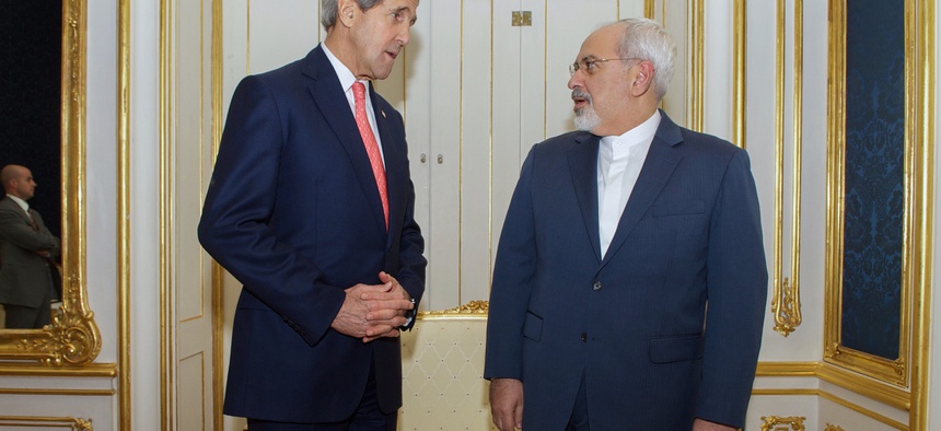 Secretary of State John Kerry meets with Iranian foreign minister Javad Zarif, on November 23, 2014.