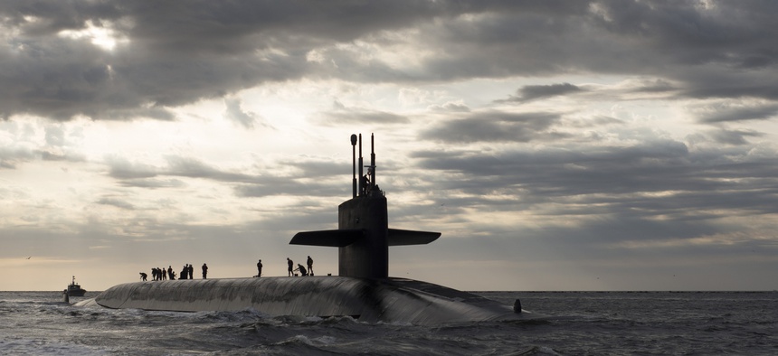 The USS Rhode Island returns to Naval Submarine Base Kings Bay after three months at sea.