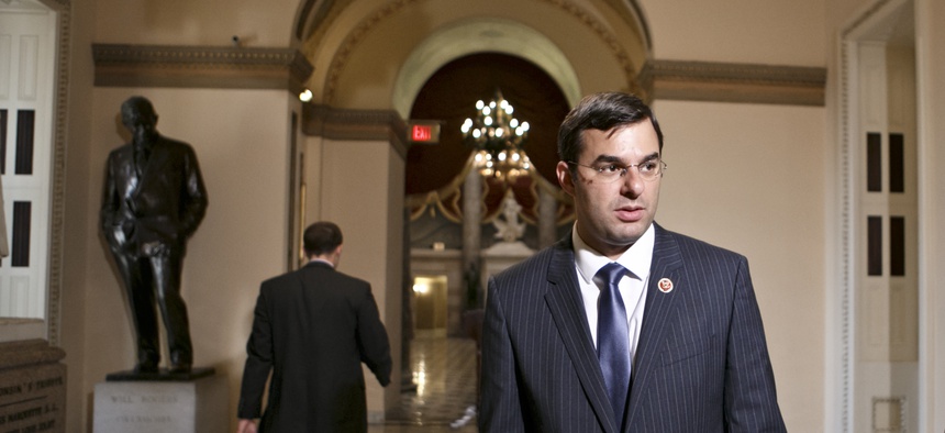 Rep. Justin Amash, R-Mich., speaks to reporters about a bill that would have curbed the NSA's authorities, on July 24, 2013.