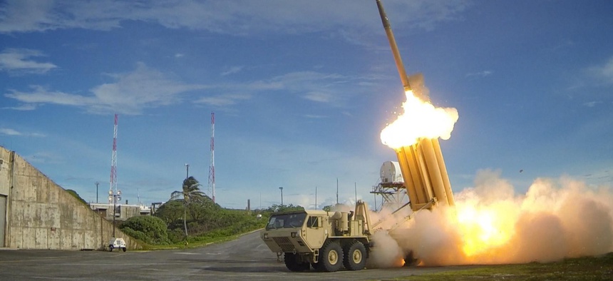 A Terminal High Altitude Area Defense (THAAD) interceptor is launched during a 2013 test.