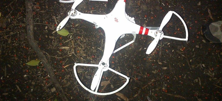 This handout photo provided by the US Secret Service shows the drone that crashed onto the White House grounds in Washington, Monday, Jan. 26, 2015