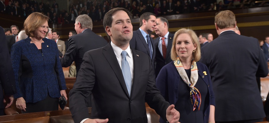 Senator Marco Rubio waits for the start of the State of the Union address on Jan. 20, 2015.