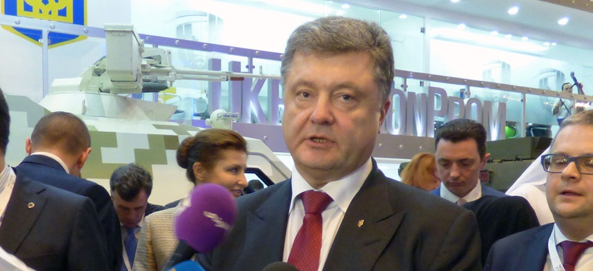 Ukrainian President Petro Poroshenko at the 2015 IDEX arms exposition in Abu Dhabi.