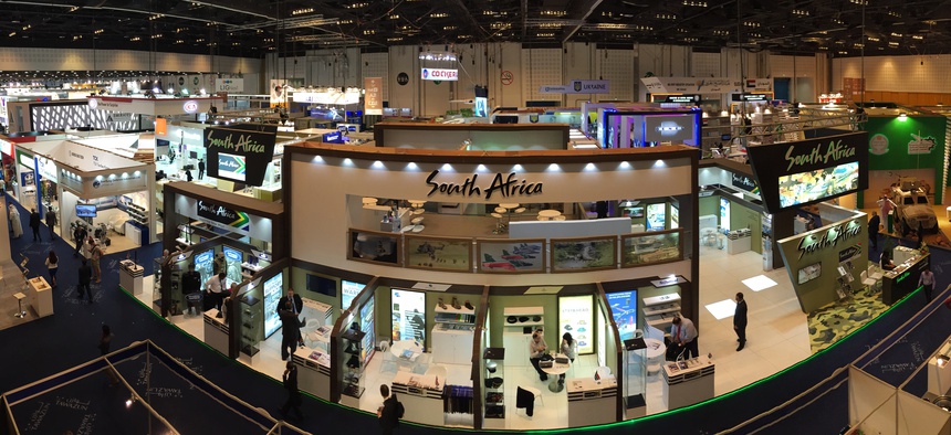 Part of the massive exhibit hall at the IDEX arms show in Abu Dhabi.