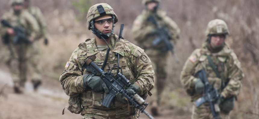U.S. Army soldiers during a military training exercise in Estonia.